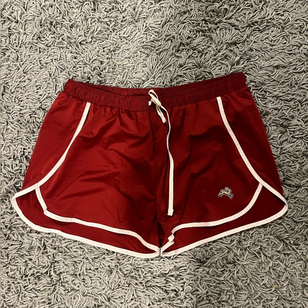 Tracksmith Red Athletic Shorts with Dolphin Hem
